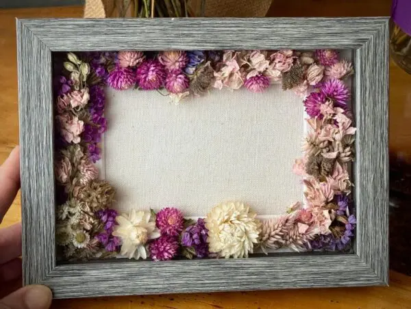 Floral frame with dried flowers
